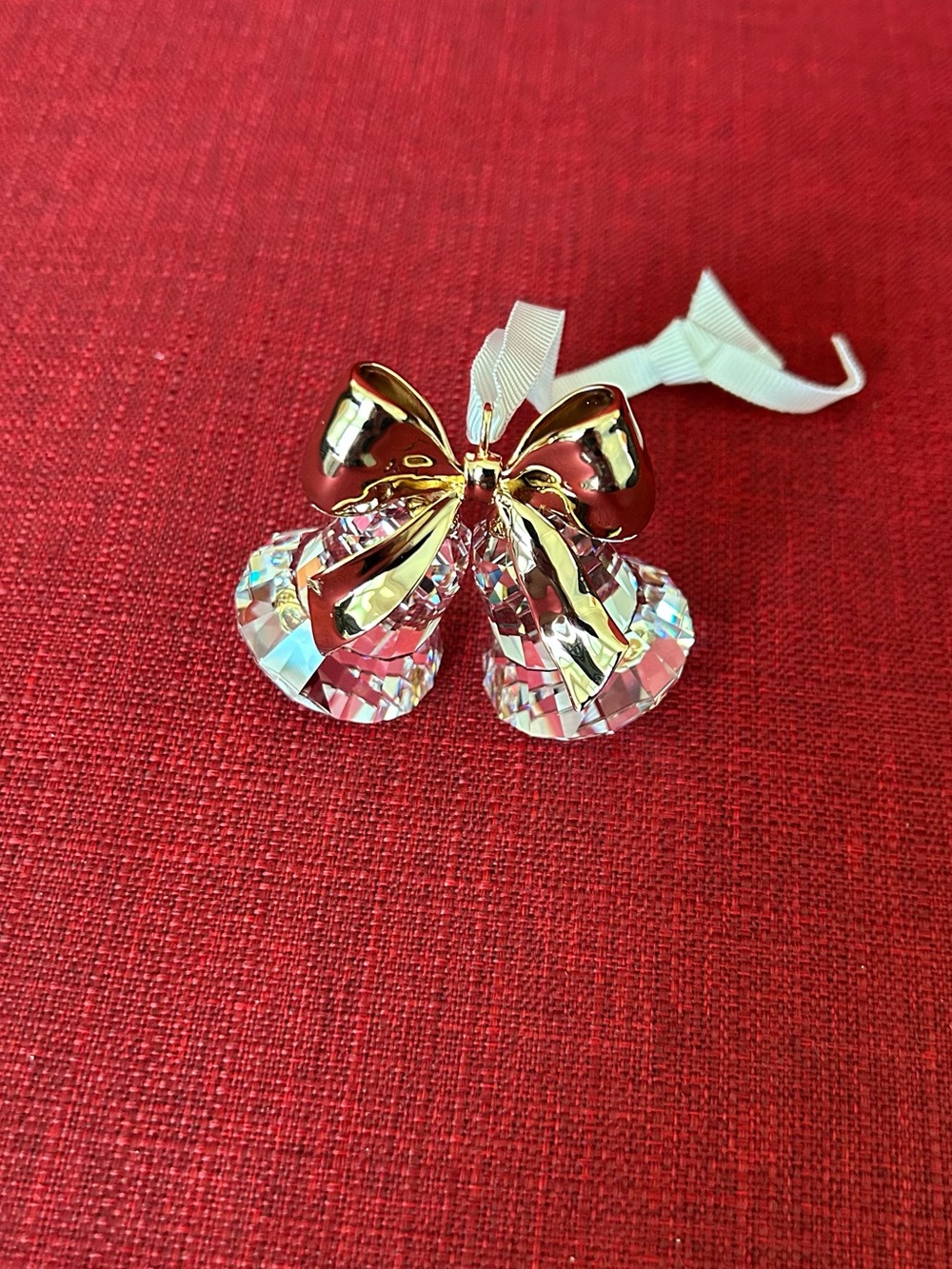 Swarovski Crystal Bells Ornament with Gold Bow